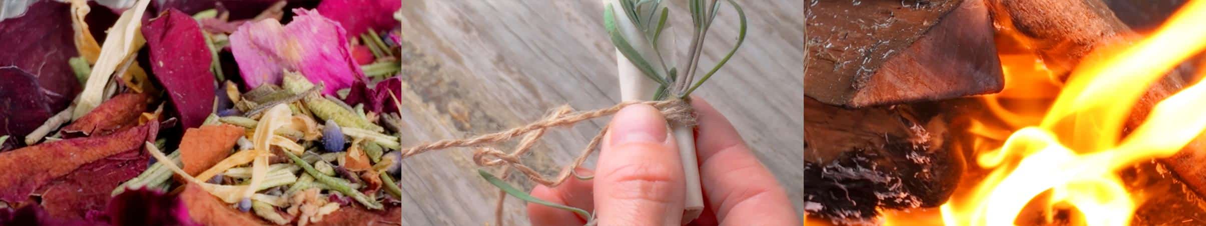 Dried petals, a handwritten intention tied with lavender, and the fire ritual